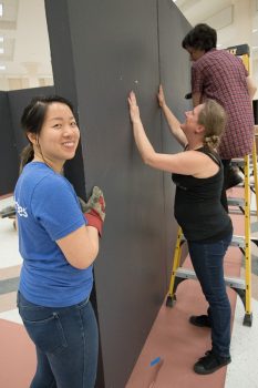 SEAF volunteers setting up the walls for SEAF 2018